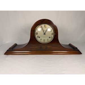 Antique Waterbury Mantel Clock Tambour Wood Case Mechanical Wind Up with Key